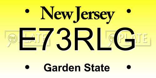 E73RLG New Jersey License Plate