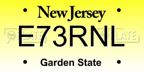 E73RNL New Jersey License Plate