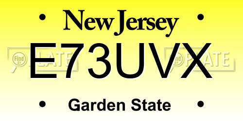 E73UVX New Jersey License Plate