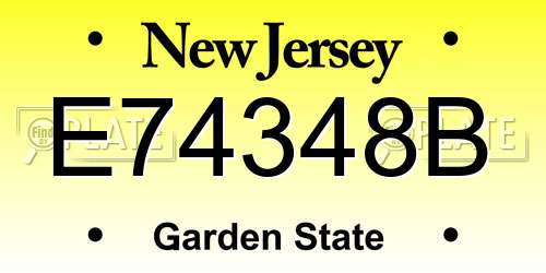E74348B New Jersey License Plate