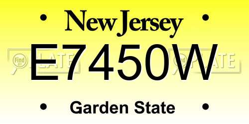 E7450W New Jersey License Plate