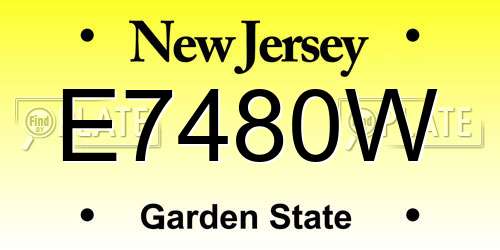 E7480W New Jersey License Plate