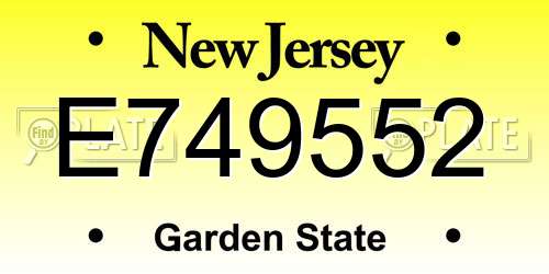 E749552 New Jersey License Plate