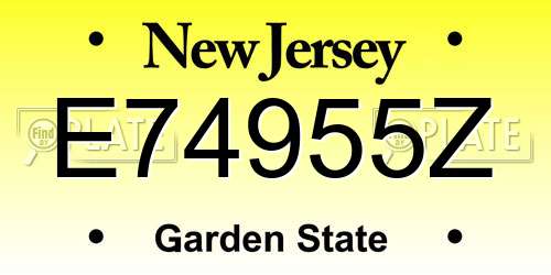 E74955Z New Jersey License Plate