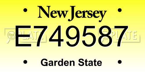 E749587 New Jersey License Plate