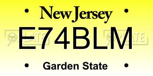 E74BLM New Jersey License Plate