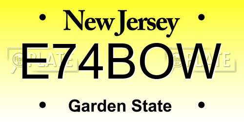 E74BOW New Jersey License Plate