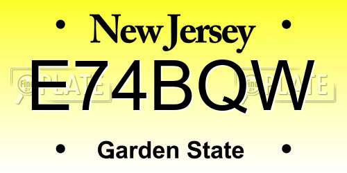 E74BQW New Jersey License Plate