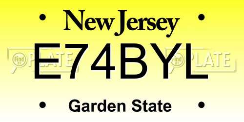 E74BYL New Jersey License Plate