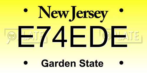 E74EDE New Jersey License Plate