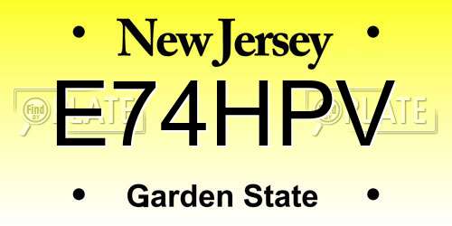 E74HPV New Jersey License Plate