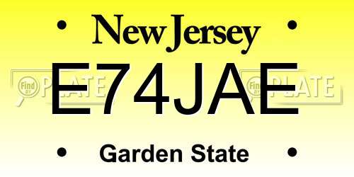 E74JAE New Jersey License Plate