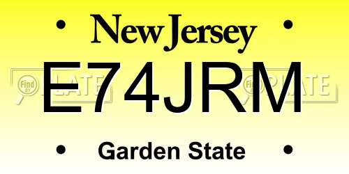 E74JRM New Jersey License Plate