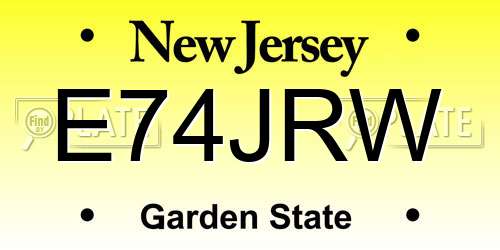 E74JRW New Jersey License Plate