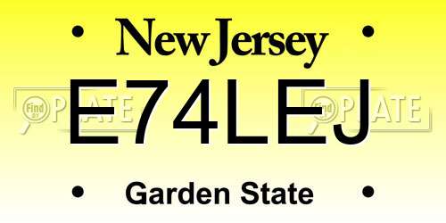 E74LEJ New Jersey License Plate