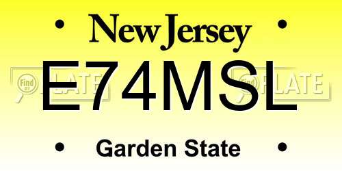 E74MSL New Jersey License Plate