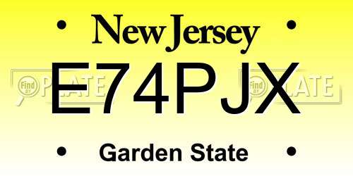 E74PJX New Jersey License Plate