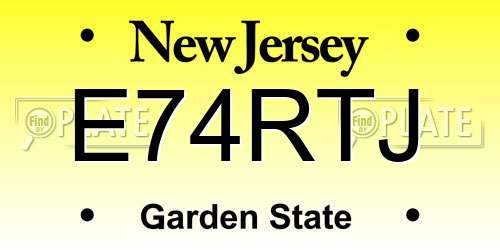 E74RTJ New Jersey License Plate