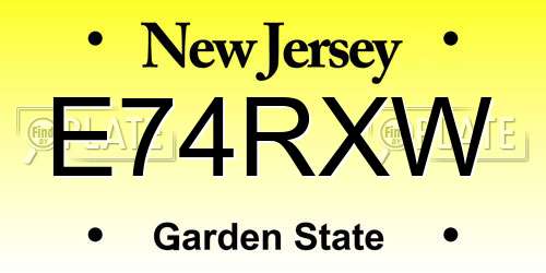 E74RXW New Jersey License Plate