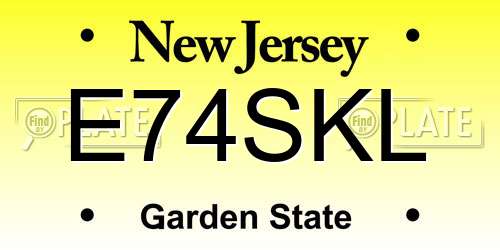 E74SKL New Jersey License Plate