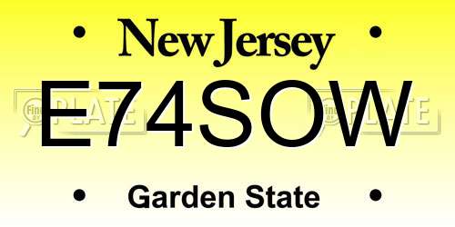 E74SOW New Jersey License Plate
