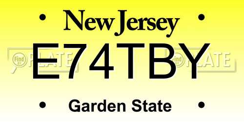 E74TBY New Jersey License Plate
