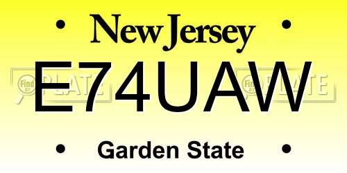 E74UAW New Jersey License Plate