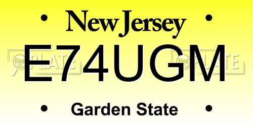 E74UGM New Jersey License Plate