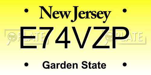 E74VZP New Jersey License Plate