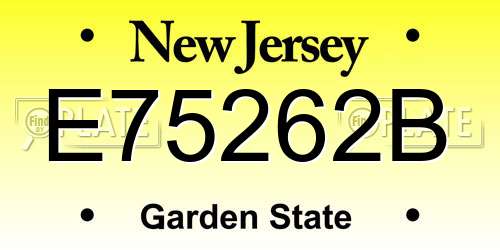 E75262B New Jersey License Plate