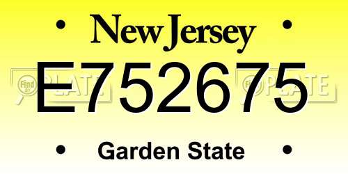 E752675 New Jersey License Plate