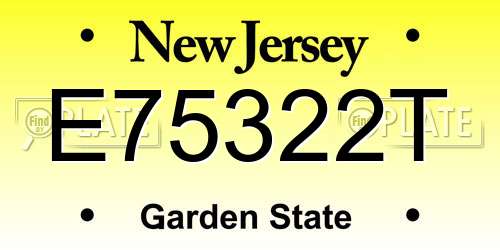 E75322T New Jersey License Plate