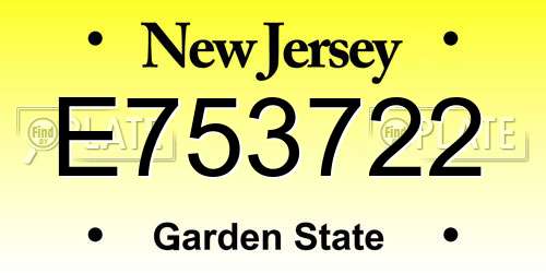 E753722 New Jersey License Plate