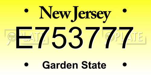 E753777 New Jersey License Plate