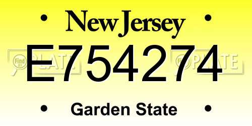 E754274 New Jersey License Plate