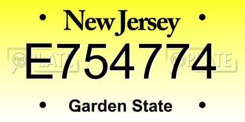 E754774 New Jersey License Plate