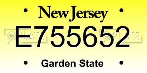 E755652 New Jersey License Plate