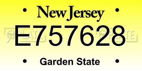 E757628 New Jersey License Plate