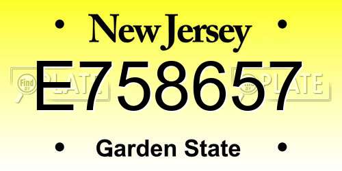E758657 New Jersey License Plate