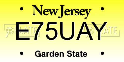 E75UAY New Jersey License Plate