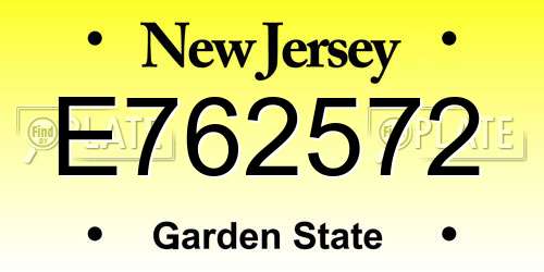 E762572 New Jersey License Plate