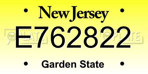 E762822 New Jersey License Plate