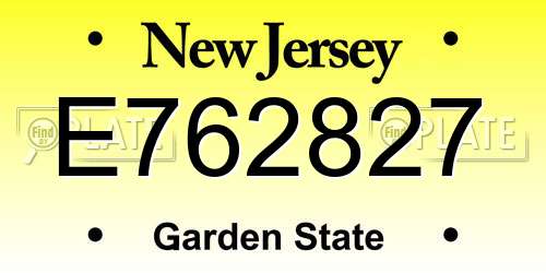E762827 New Jersey License Plate