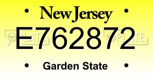 E762872 New Jersey License Plate