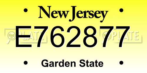 E762877 New Jersey License Plate