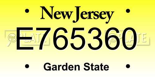 E765360 New Jersey License Plate