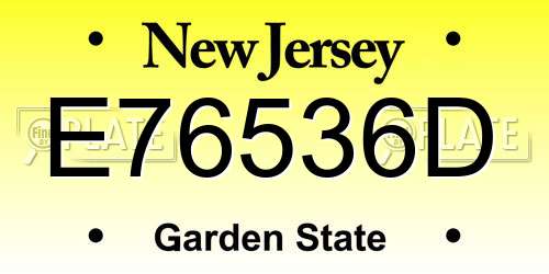 E76536D New Jersey License Plate