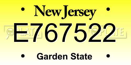 E767522 New Jersey License Plate