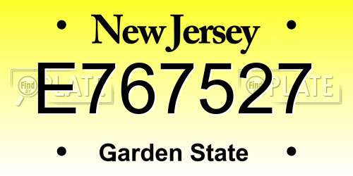 E767527 New Jersey License Plate