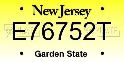E76752T New Jersey License Plate
